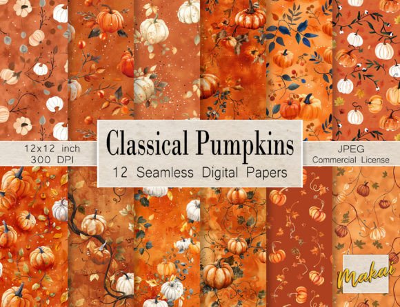 Download Classical Pumpkin Seamless Patterns - Premium Bundle